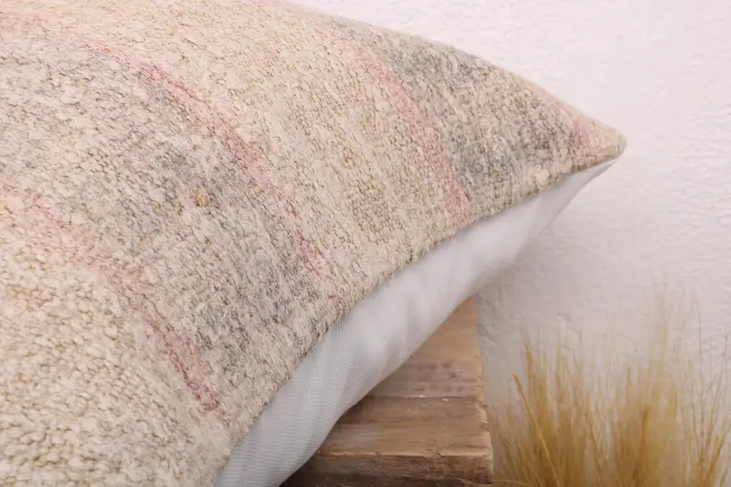 Outdoor Throw Pillow Cover, Kilim Rug Pillow, 18x18 Beige Cushion, Cushion Case, Turkish Pillow, Kilim Cushion Sham, Gift Pillow - 6