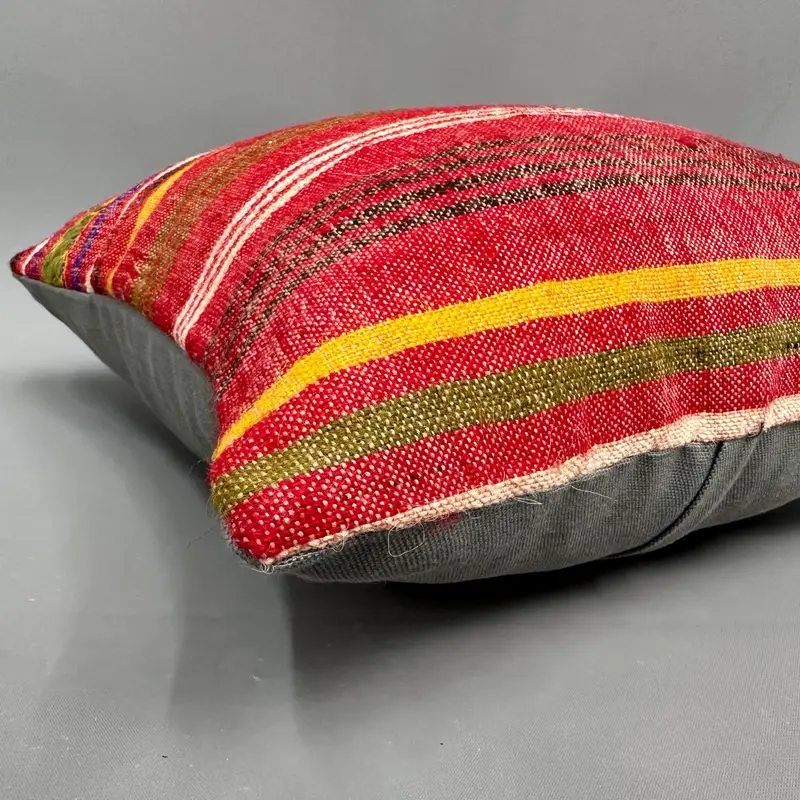 Pillow Cover, 18x18 Red Pillow Case, Throw Kilim Pillow, Bohemian Cushion Pillow Case, Vintage Kilim Pillow, Turkish Pillow - 6
