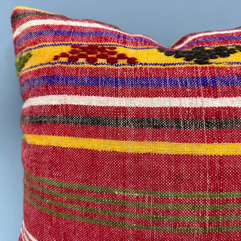 Pillow Cover, 18x18 Red Pillow Case, Throw Kilim Pillow, Bohemian Cushion Pillow Case, Vintage Kilim Pillow, Turkish Pillow - 5