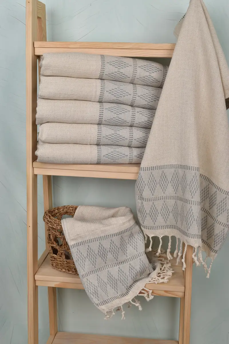 Turkish Tea Towel, Best Friend Gift, Turkish Towel Hand Towel, 40x20 Linen Kilim Design Towel, Guest Towel, Small Bath Towels, Gift For Best Friend - 3