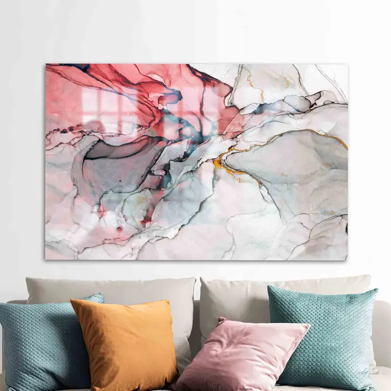 Vidrio impreso elegante: diseño de lujo de mármol rojo para espacios modernos