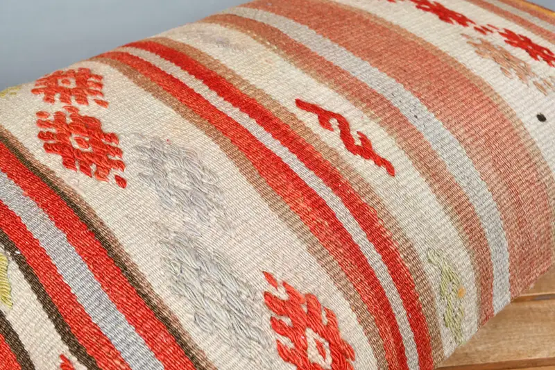 Boho Throw Pillow Cover, Turkish Kilim Pillow, Pillow for Sofa, 16x24 Red Cushion Case, Handmade Kilim Cushion, Pillow Cover - 3