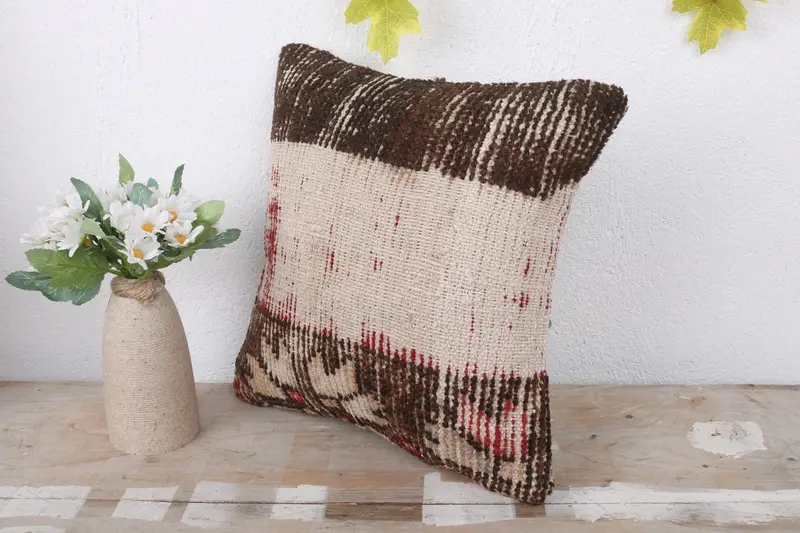 12x12 White Cushion Cover, Gift Pillow, Vintage Kilim Pillow, Pattern Throw Pillow Cover, Wool Kilim Pillow Cushion, Pillow, Throw Kilim Pillow - 4