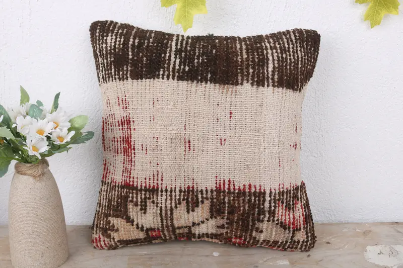 12x12 White Cushion Cover, Gift Pillow, Vintage Kilim Pillow, Pattern Throw Pillow Cover, Wool Kilim Pillow Cushion, Pillow, Throw Kilim Pillow - 2