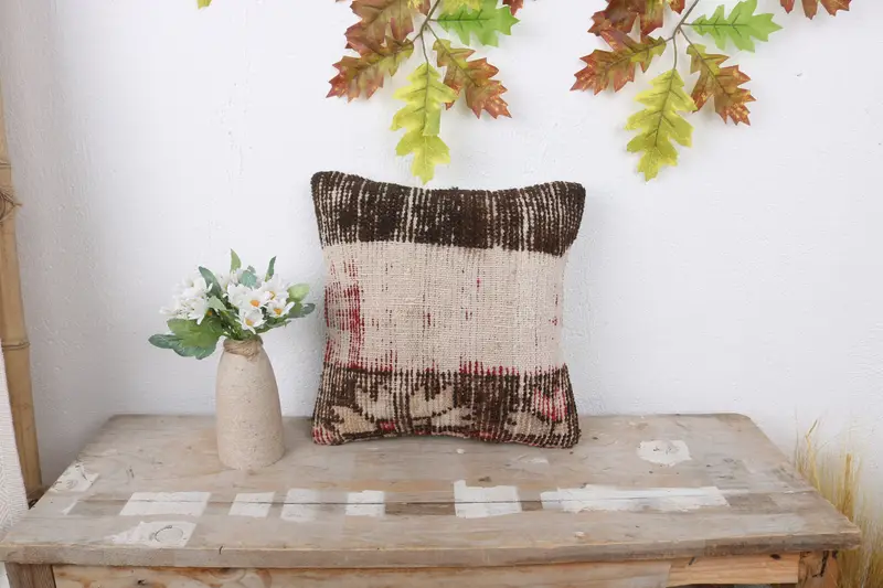 12x12 White Cushion Cover, Gift Pillow, Vintage Kilim Pillow, Pattern Throw Pillow Cover, Wool Kilim Pillow Cushion, Pillow, Throw Kilim Pillow - 1