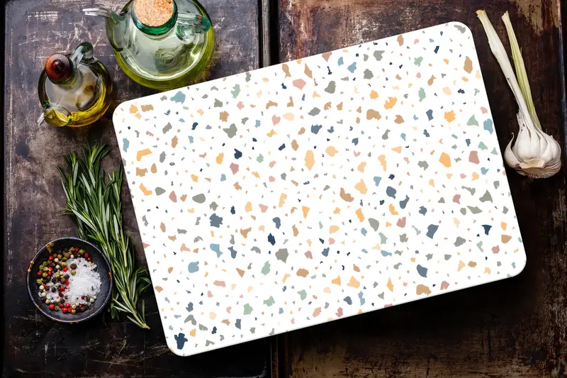 抽象的なパターンのガラスのまな板、ブルー & ピンクのデザイン