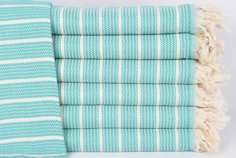 Custom Turkish Towel Personalized Gift Green Stripes, 40x71 Inches