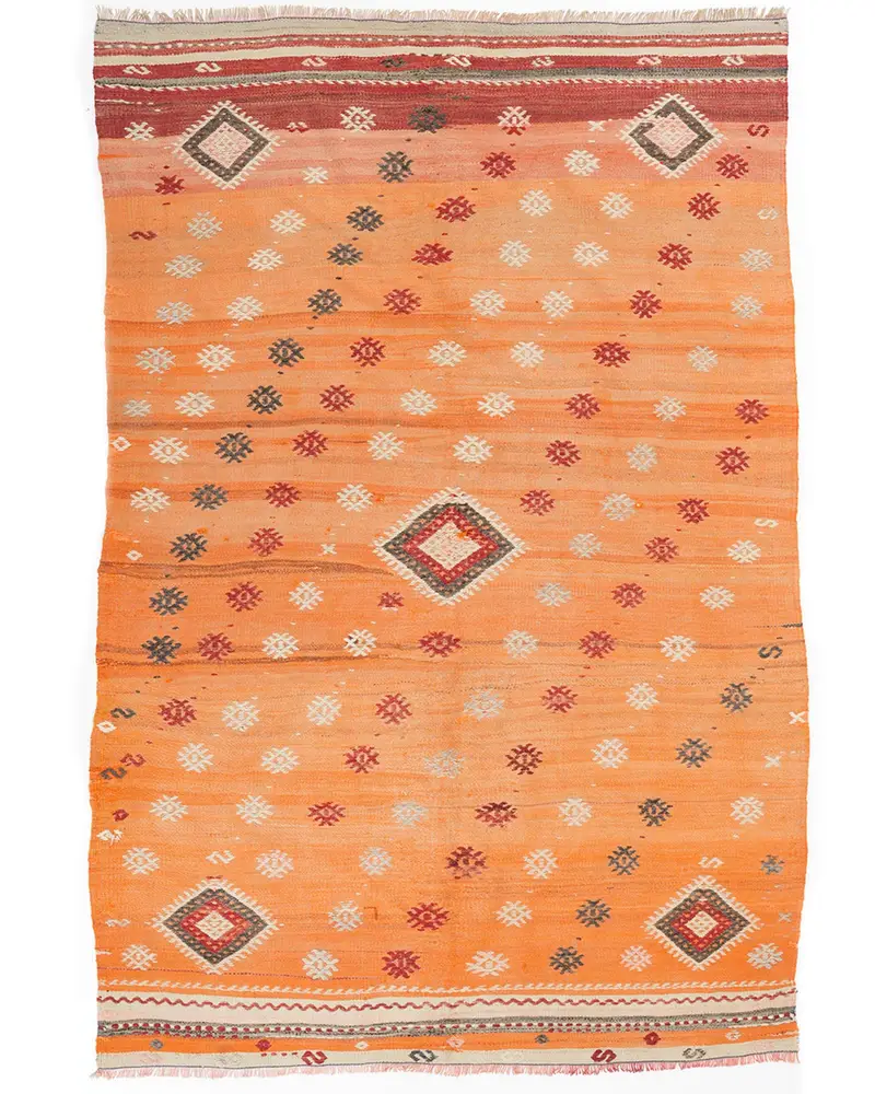 Canlı Turuncu Halı, 5,4x8,1 ft Düz Renk