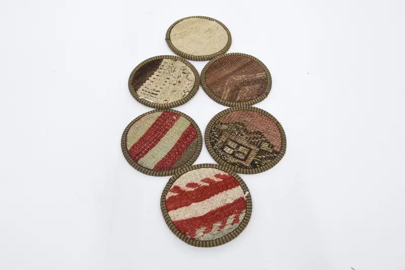 Red and Brown Kilim Coaster, Ethnic Tea Pad Coaster