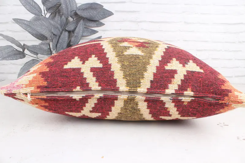 Bolster Throw Cushion Cover, Pillow, Vintage Pillow, 28x28 Beige Cushion Cover, Ethnical Kilim Rug Pillow, Pet Cushion Case, Home Decor Pillow - 5