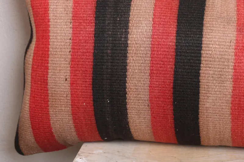 Turkish Pillow, Handmade Cushion Cover, Bed Pillow Sham, 16x48 Red Cushion Cover, Vintage Kilim Pillow, Cushion Cover, Kilim Pillow Cover - 3