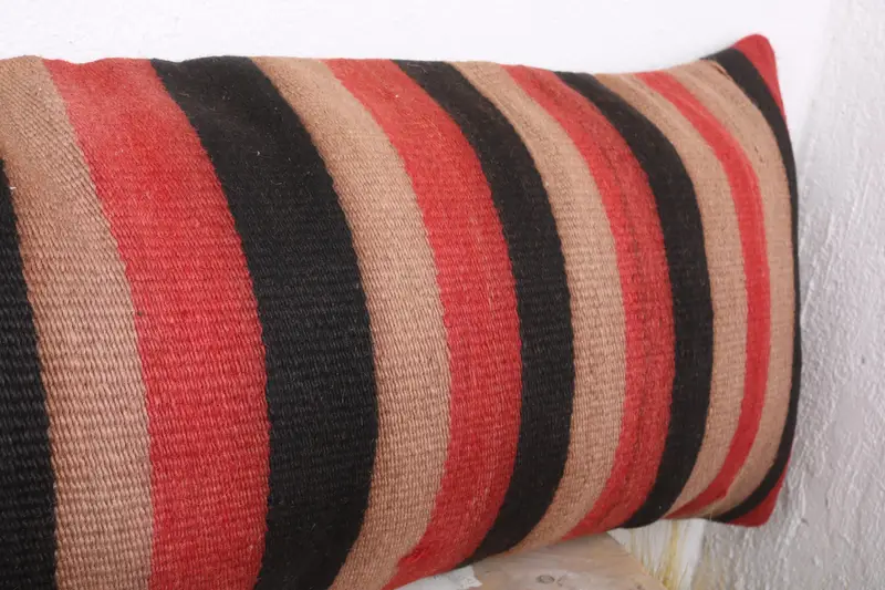 Turkish Pillow, Handmade Cushion Cover, Bed Pillow Sham, 16x48 Red Cushion Cover, Vintage Kilim Pillow, Cushion Cover, Kilim Pillow Cover - 4