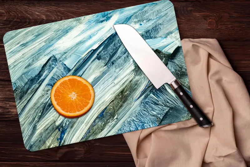 強化安全性を備えた抽象的な風景ガラスまな板