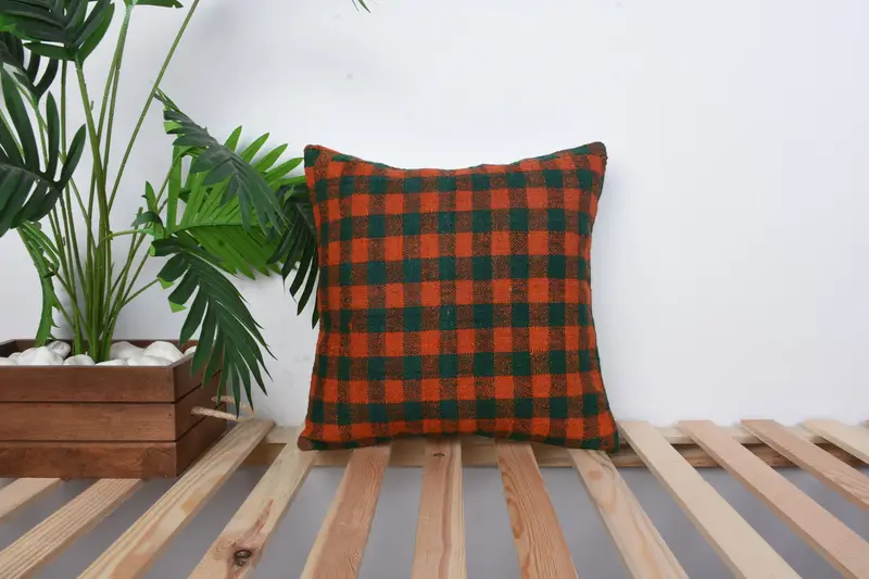Handmade Kilim Cushion, 16x16 Red Pillow, Kilim Pillow Cover, Boho Pillow Sham Cover, Indoor Cushion Case, Cushion, Decorative Pillow - 1