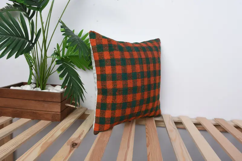 Handmade Kilim Cushion, 16x16 Red Pillow, Kilim Pillow Cover, Boho Pillow Sham Cover, Indoor Cushion Case, Cushion, Decorative Pillow - 4