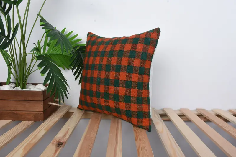Handmade Kilim Cushion, 16x16 Red Pillow, Kilim Pillow Cover, Boho Pillow Sham Cover, Indoor Cushion Case, Cushion, Decorative Pillow - 5