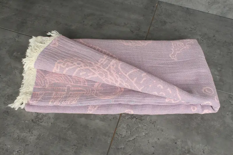 Bachelorette Large Towel, Bridal Shower Gift, 88x60 Cotton Sea Creatures and Mermaid Design Towel, Custom Blanket, Woven Blanket, Grandma Gift - 4