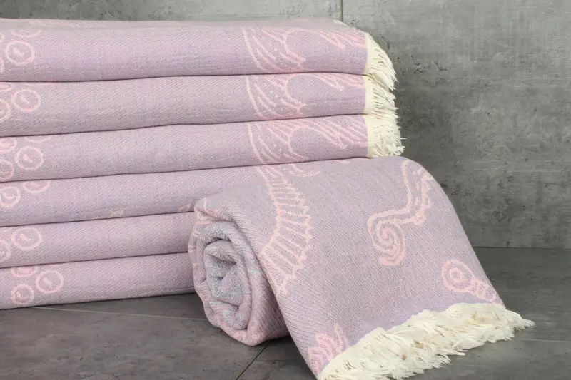 Bachelorette Large Towel, Bridal Shower Gift, 88x60 Cotton Sea Creatures and Mermaid Design Towel, Custom Blanket, Woven Blanket, Grandma Gift - 3