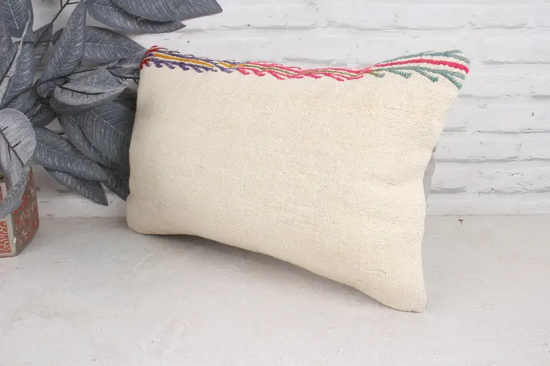 Boho Pillow, One Of A Kind Pillow, Retro Throw Pillow Case, Pillow, Couch Cushion Case, Turkish Pillow, 12x20 White Pillow Sham, Antique Pillows - 4