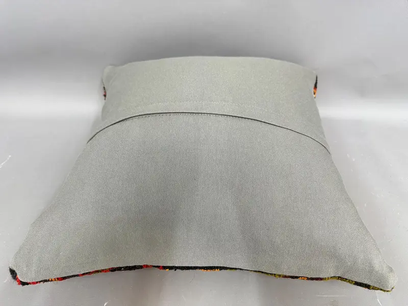 Cushion Case, Boho Pillow, Ottoman Pillow, Ethnical Kilim Rug Pillow, Antique Pillows, Square Throw Cushion Case, 20x20 Green Pillow Case - 7