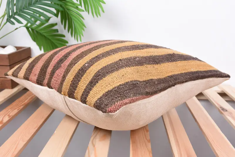 18x18 Brown Pillow Case, Outdoor Cushion, Antique Pillows, Accent Cushion Case, Pillow Case, Kilim Pillow Cover, Pillow for Couch - 6