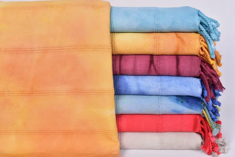 Turkish bath towel, Bridesmaid Gifts Personalized, 64x38 Cotton Striped Tie Dye Towel, Sand-Resistant Peshtemal, Organic towel, Sand-resistant towel - 1