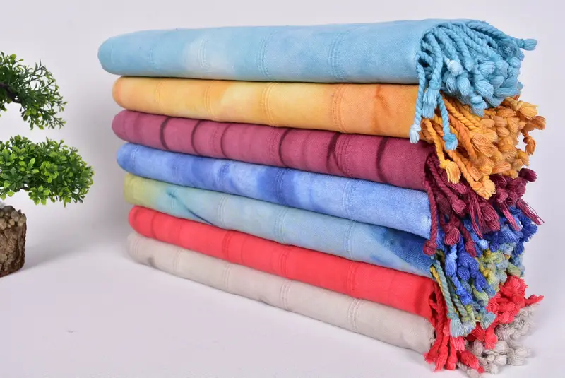 Turkish bath towel, Bridesmaid Gifts Personalized, 64x38 Cotton Striped Tie Dye Towel, Sand-Resistant Peshtemal, Organic towel, Sand-resistant towel - 3