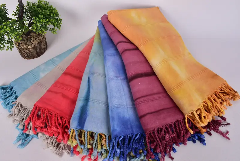 Turkish bath towel, Bridesmaid Gifts Personalized, 64x38 Cotton Striped Tie Dye Towel, Sand-Resistant Peshtemal, Organic towel, Sand-resistant towel - 4