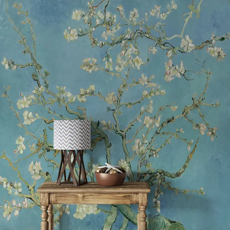 Bright Wall Paper, , The Blossoming Almond Tree Wall Paper, Wall Paper Peel and Stick, Custom Wall Paper, Tree Landscape Wall Decor, - 7