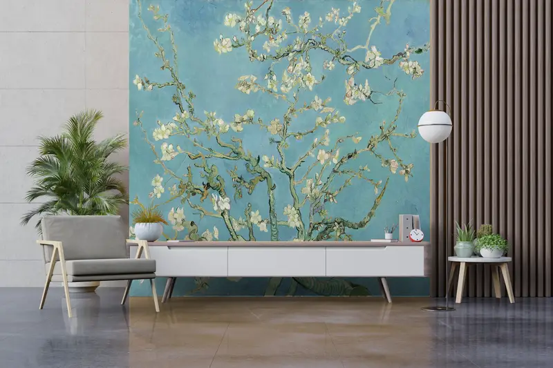 Bright Wall Paper, , The Blossoming Almond Tree Wall Paper, Wall Paper Peel and Stick, Custom Wall Paper, Tree Landscape Wall Decor, - 6