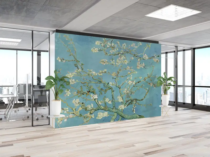Bright Wall Paper, , The Blossoming Almond Tree Wall Paper, Wall Paper Peel and Stick, Custom Wall Paper, Tree Landscape Wall Decor, - 2