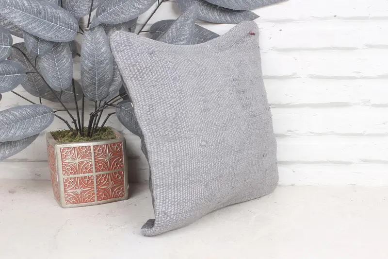 12x12 Green Pillow, Kilim Pillow Cover, Office Chair Pillow Case, Ethnical Kilim Rug Pillow, Natural Pillow Sham, Pillow Cover, Vintage Kilim Pillow - 4