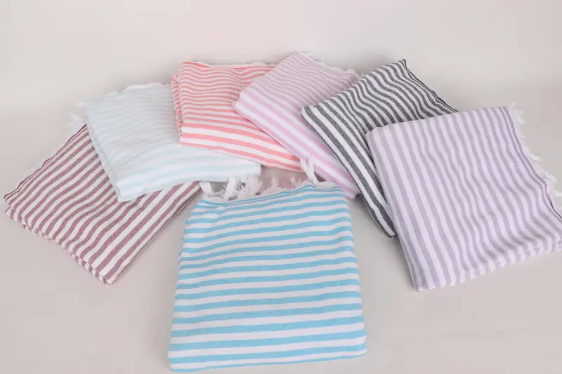 Thin towel, Lightweight Turkish towel, 70x36 Cotton Terry Striped Towel, Home Gift, Turkish beach towel, Housewarming Gift, Luxury Beach Towel - 3