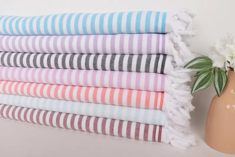 Thin towel, Lightweight Turkish towel, 70x36 Cotton Terry Striped Towel, Home Gift, Turkish beach towel, Housewarming Gift, Luxury Beach Towel - 2
