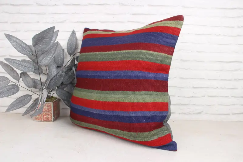 Yoga Pillow Sham, Pillow Cover, Antique Pillows, Kilim Cushion Sham, Boho Pillow, Handmade Pillow Cover, Hippie Throw Pillow, 24x24 Purple Cushion - 4