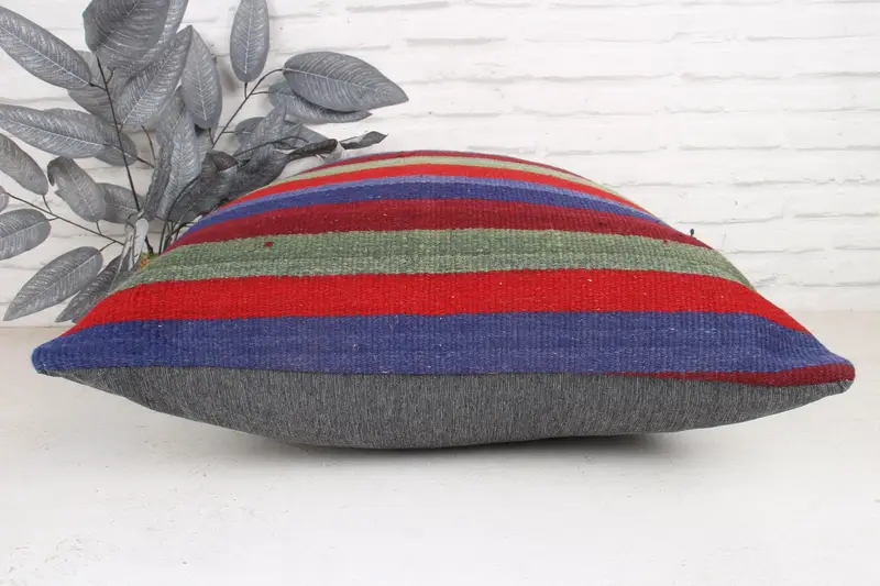 Yoga Pillow Sham, Pillow Cover, Antique Pillows, Kilim Cushion Sham, Boho Pillow, Handmade Pillow Cover, Hippie Throw Pillow, 24x24 Purple Cushion - 5