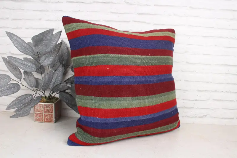 Yoga Pillow Sham, Pillow Cover, Antique Pillows, Kilim Cushion Sham, Boho Pillow, Handmade Pillow Cover, Hippie Throw Pillow, 24x24 Purple Cushion - 3