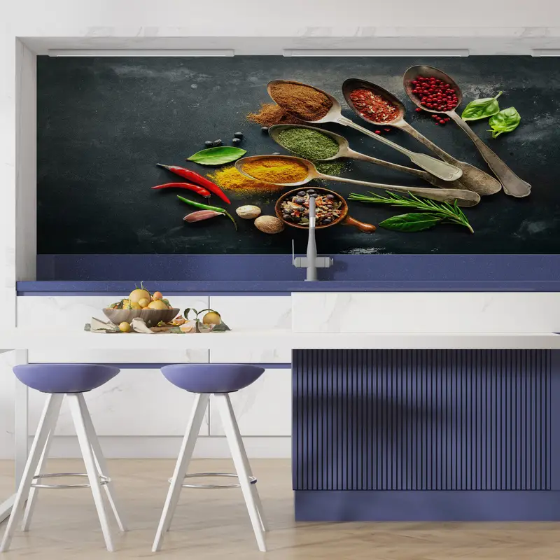 Food Wall Mural, Bright Wall Paper, Abstract Wallpaper, Custom Wall Paper, Paper Wall Art, Modern Wall Mural, Spices, Spices Wall Print, - 2
