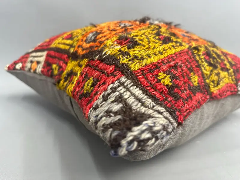 Pillow Sham, Ethnical Kilim Rug Pillow, Kilim Cushion Sham, Crochet Pattern Pillow Sham, 18x18 Green Pillow Sham, Vintage Kilim Throw Pillow - 6