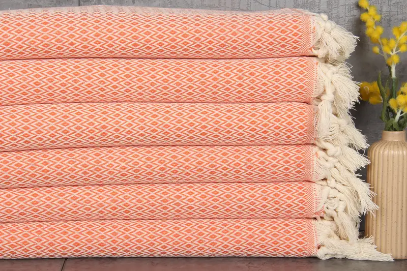 Hanging Kitchen Hand Towel Orange Diamond, 20x40 Inches