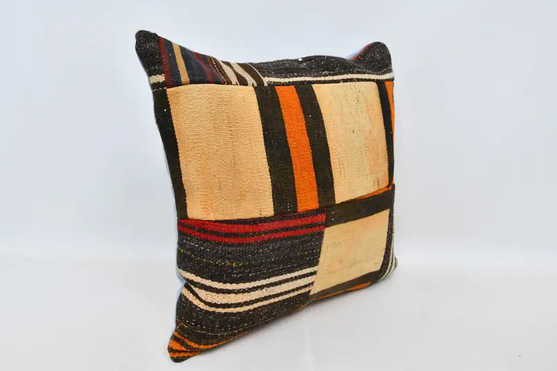 Bright Pillow Sham, 24x24 Beige Pillow, Boho Pillow Sham Cover, Turkish Kilim Pillow, Bench Pillow Sham, Cushion Case, Home Decor Pillow - 3