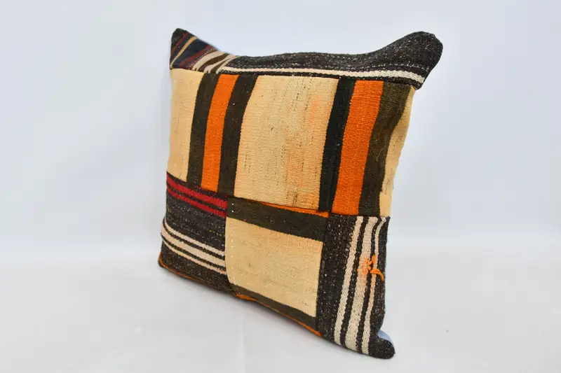 Bright Pillow Sham, 24x24 Beige Pillow, Boho Pillow Sham Cover, Turkish Kilim Pillow, Bench Pillow Sham, Cushion Case, Home Decor Pillow - 4