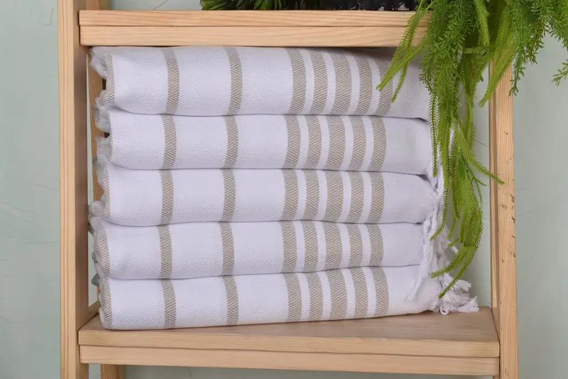 Bathroom Towels, Monogram Hand Towel, Summer Towel, Bridesmaid Towel, Wedding Gift Ideas, 36x24 Cotton Herringbone Towel, Personalized Hand Towel - 1