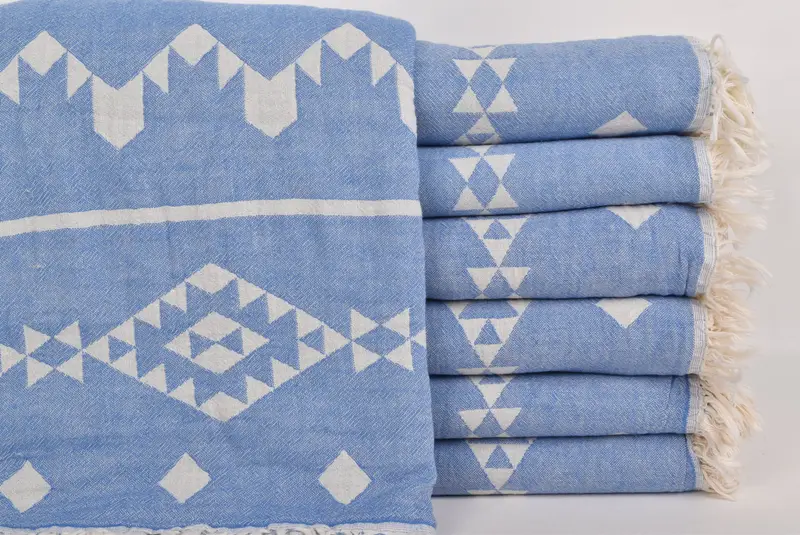 Aesthetic Blanket, 70x60 Cotton Geometric Towel, Housewarming Gift, Bridal Shower Gift, Cotton Bedspread, Woven Blanket, Wedding Anniversary Gift - 2