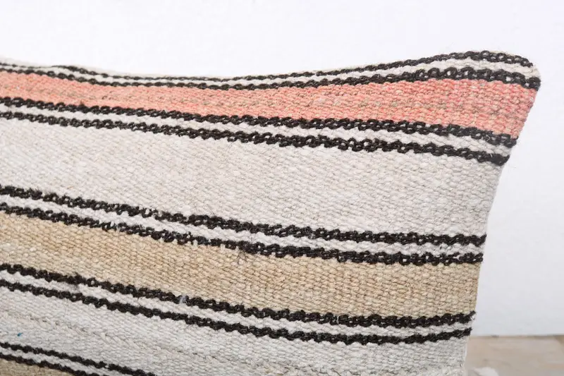 Neutral Cushion Case, 12x24 Beige Cushion Case, Pillow Case, Kilim Pillow Cover, Muted Pillow Cover, Pillow for Couch, Ethnical Kilim Rug Pillow - 5