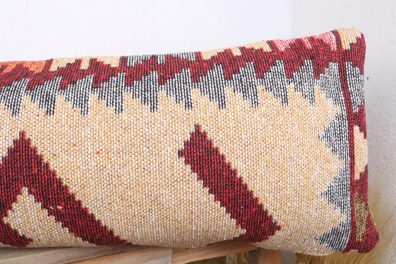 12x43 Yellow Pillow Sham, Cushion, Kilim Pillow, Boho Chic Pillow Case, Pillow for Sofa, Turkish Kilim Pillow, Neutral Throw Cushion Cover - 5