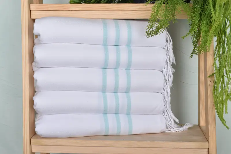 Striped Dish Towel Mint Cotton Hand Towel Country Farmhouse, 40x20 Inches