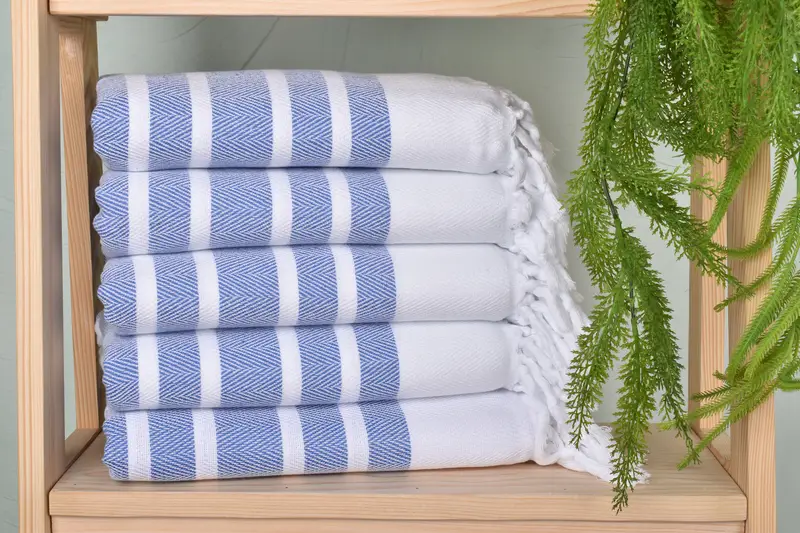 Large Turkish Towel, 70x40 Cotton Herringbone Towel, Bridesmaid Proposal Gift, Bridal Shower Gift, Fringed Turkish towel for poolside, Fouta towel - 2