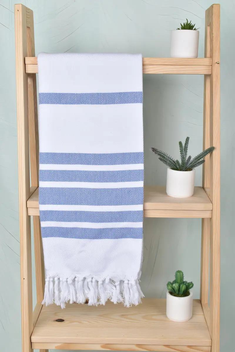 Large Turkish Towel, 70x40 Cotton Herringbone Towel, Bridesmaid Proposal Gift, Bridal Shower Gift, Fringed Turkish towel for poolside, Fouta towel - 8