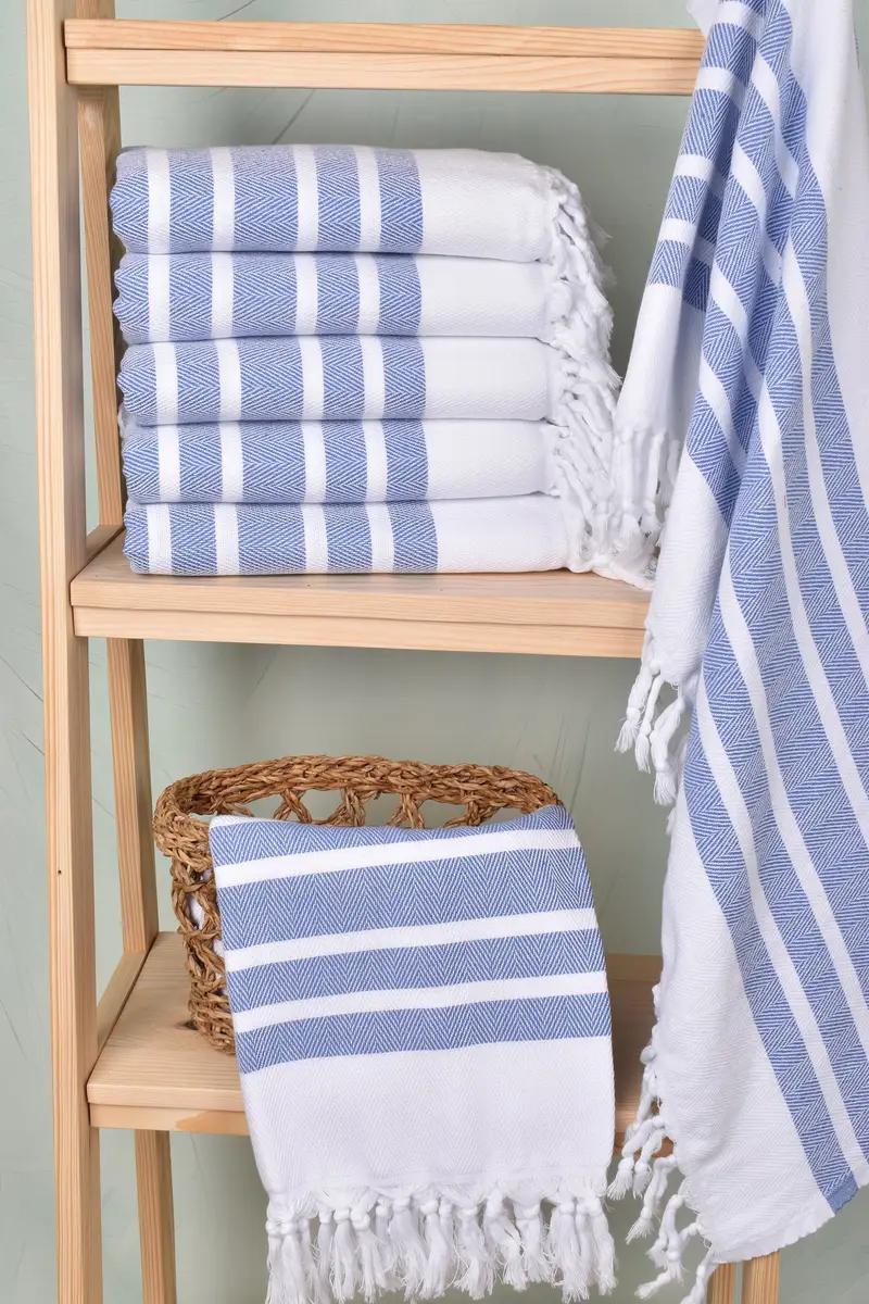 Large Turkish Towel, 70x40 Cotton Herringbone Towel, Bridesmaid Proposal Gift, Bridal Shower Gift, Fringed Turkish towel for poolside, Fouta towel - 3